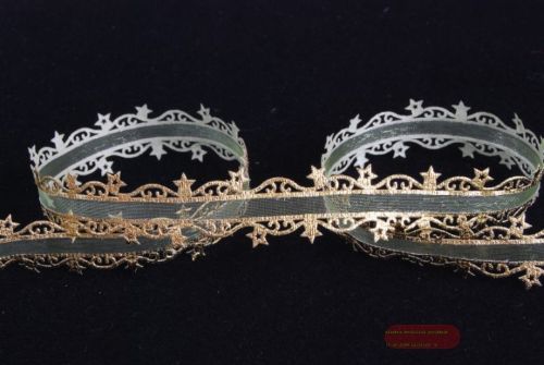 Bild von Band 20m/ 23mm, Sternenkante, reseda/gold