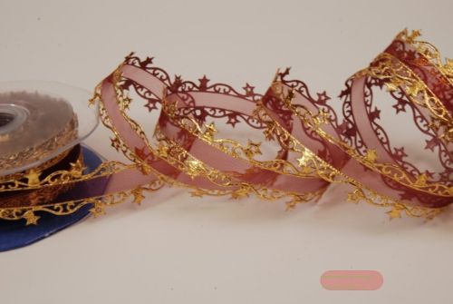 Bild von Band 20m/ 23mm, Sternenkante, d'rot/gold