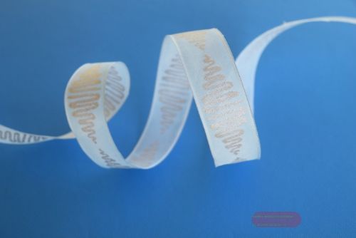 Bild von Band 15m/ 25mm, Wellen, pastellgrün/silber