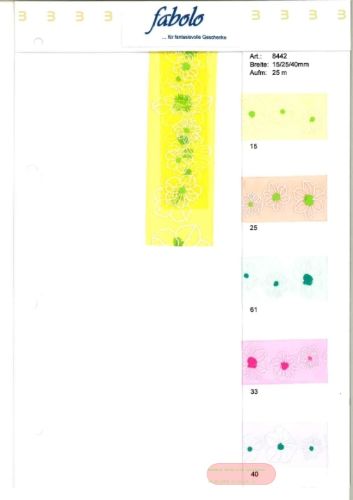 Bild von Band 25m/ 40mm, Organza m.Blume, gelb