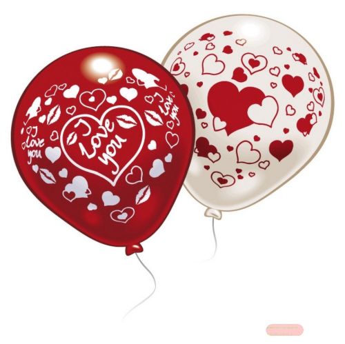 Bild von Ballons, "Heart" ca. 21cm - 2-fach sort, weiss/rot