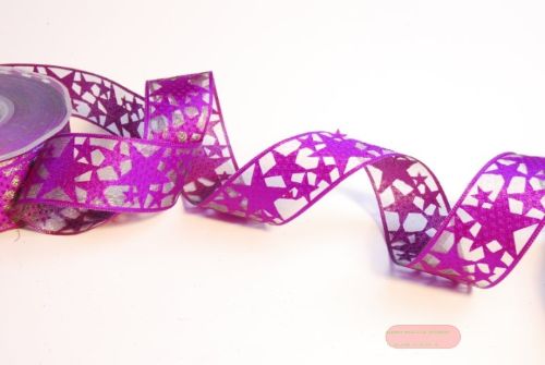 Bild von Band, 20m/ 32mm Sterne auf Organza, violett