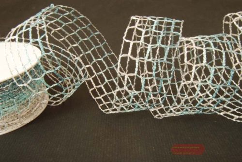 Bild von Band 15m/ 40mm, Netz, weiss/blaugrün