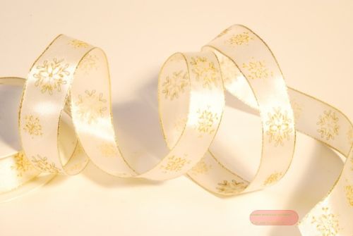 Bild von Band 20m/ 25mm, Snow Star, ecru