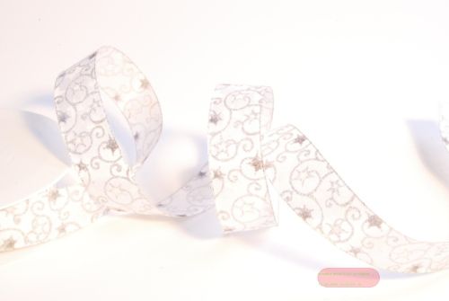 Bild von Band 20m/ 25mm, Sternenmotiv, silber