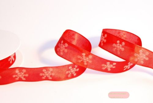 Bild von Band 20m/ 25mm, Schneesterne, rot