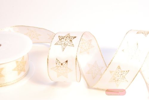 Bild von Band 20m/ 40mm, Stern, ecru