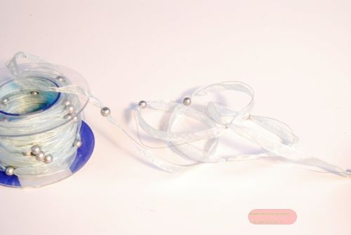 Bild von Girlande 10m/ 10mm, Organza mit Perlen, h'blau