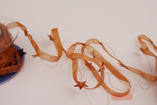 Bild von Girlande 10m/ 10mm, Organza- & Sternen, braun