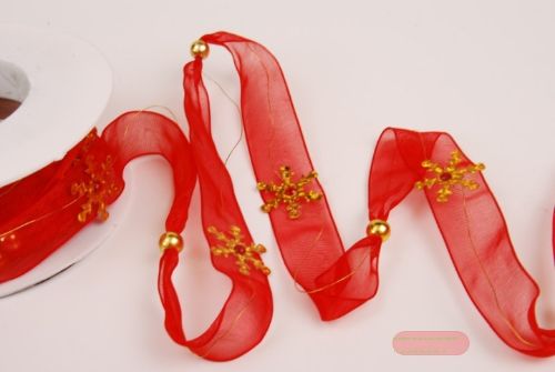 Bild von Girlande 10m/ 20mm, Perlen & Stern, rot