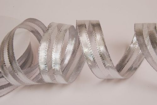 Bild von Band 50m/ 25mm, Mittelstreifen, silber
