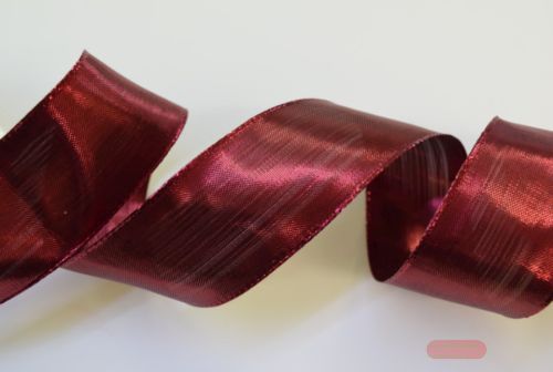 Bild von Band 25m/ 25mm, Brillant stripes - Drahtkante, bordeaux