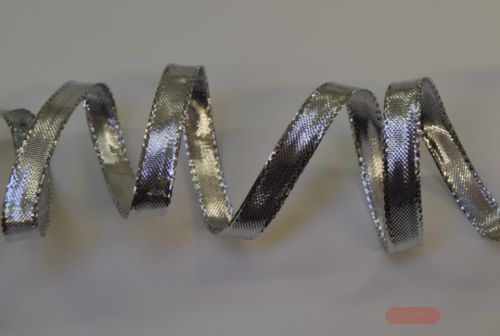 Bild von Band 25m/ 10mm, Brillant stripes - Drahtkante, silber
