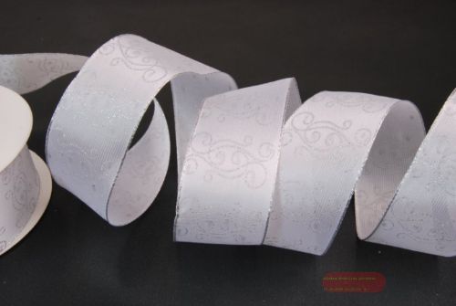 Bild von Band 20m/ 40mm, Star Swirl, weiss