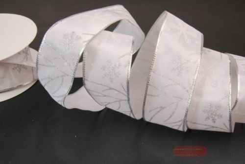 Bild von Band 20m/ 40mm, Weihnachszweig, weiss