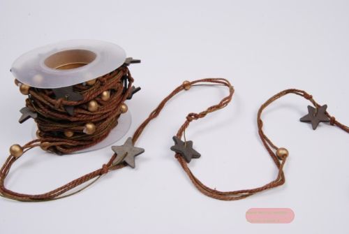 Bild von Band 10m/ 30mm, Schnüre m. Sternen, braun