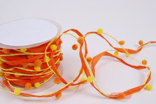 Bild von Girlande 10m/ 10mm, Pomponschnur, gelb/orange