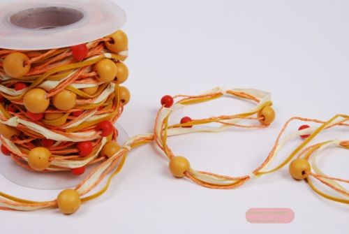Bild von Band 10m/ 10mm, Wooden bead, orange/gelb