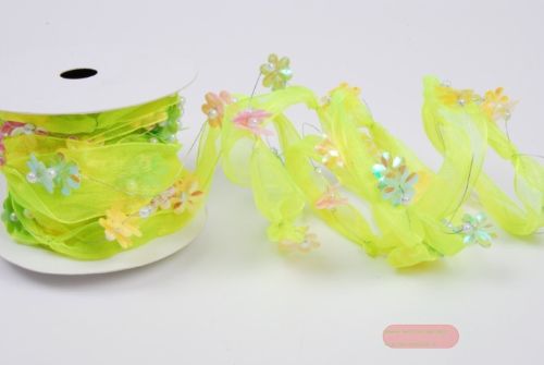 Bild von Band 25mm, Blumengirlande & Band, grün