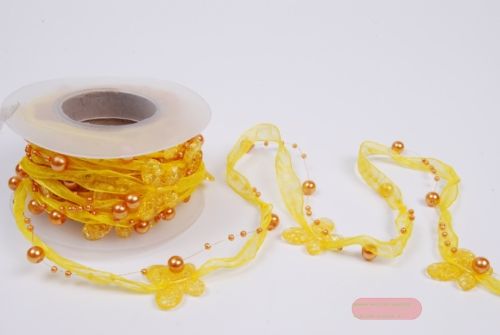 Bild von Girlande 5m/ 9mm, Tüll & Schmetterling, gelb