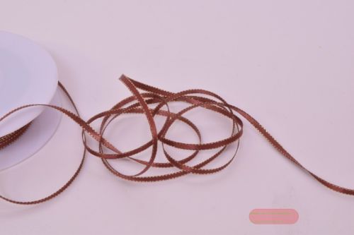 Bild von Band 50m/ 3mm, Satin m. Goldkante, braun