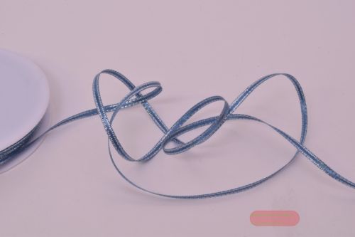 Bild von Band 50m/ 3mm, Satin m. Siberkante, h'blau