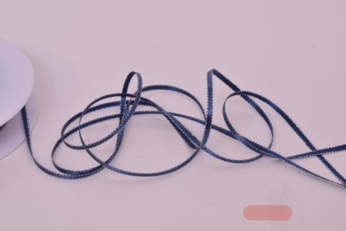 Bild von Band 50m/ 3mm, Satin m. Siberkante, d'blau