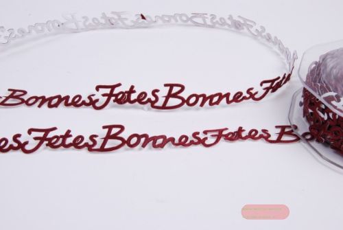 Bild von Band 10m/ 14mm, BonnesFetes klebend, bordeaux