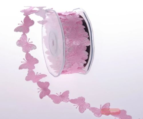 Bild von Band 10m/ 30mm, Schmetterling - klebend, rosa
