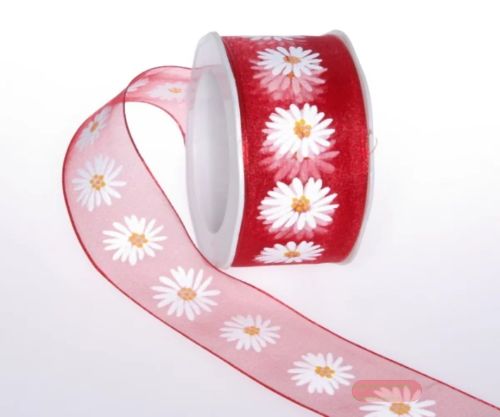 Bild von Band 20m/ 40mm, Blume Margrite, rot