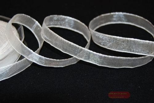 Bild von Band 25m/ 15mm, Organza/ Häkelkanten, weiss
