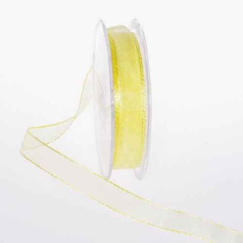 Bild von Band 25m/ 15mm, Organza/ Häkelkanten, gelb