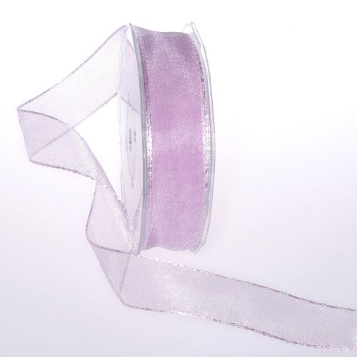 Bild von Band 25m/ 25mm, Organza/ Häkelkanten, lavendel