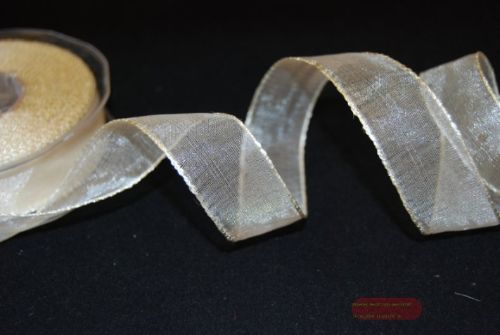 Bild von Band 25m/ 25mm, Organza/ Häkelkanten, ecru