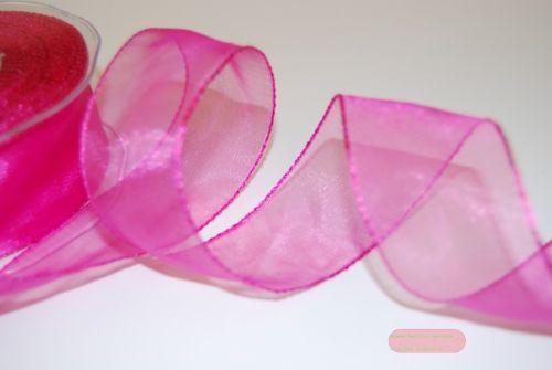 Bild von Band 25m/ 40mm, Organza/ Häkelkanten, pink