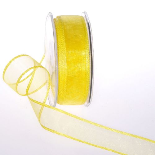 Bild von Band 20m/ 25mm, Organza mit Flechtkante, gelb