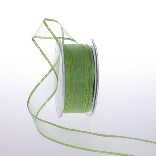 Bild von Band 20m/ 25mm, Organza mit Flechtkante, grün