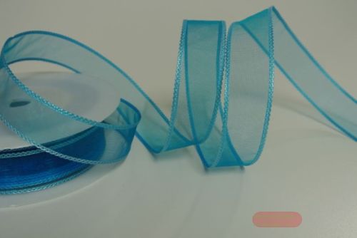 Bild von Band 20m/ 25mm, Organza mit Flechtkante, blau