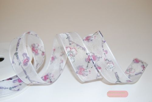 Bild von Band 15m/ 25mm, Blütenzweig, lila