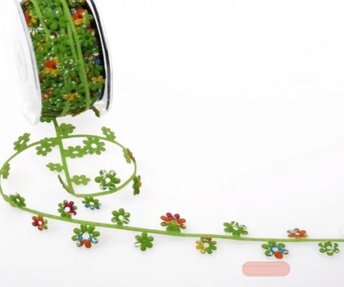 Bild von Garland 10m/ 32mm, Colorful Flower, grün