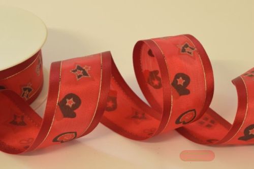 Bild von Band 25m/ 40mm, Weihnachtsdruck, rot