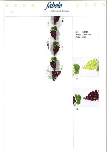 Bild von Band 25m/ 25mm, Traube, aubergine/weiss