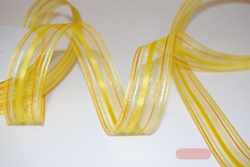 Bild von Band 25m/ 25mm, Organza Streifen, gelb