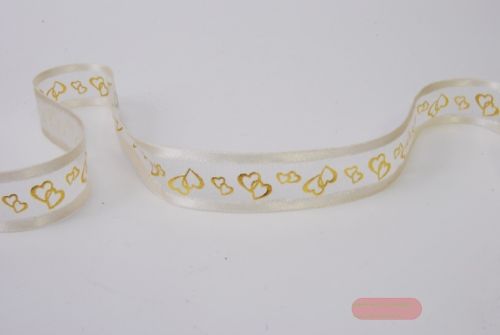 Bild von Band 25m/ 15mm, Herz Duo, creme