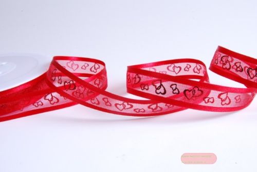 Bild von Band 25m/ 15mm, Herz Duo, rot