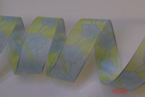 Bild von Band 20m/ 25mm, Petunia, grün/blau