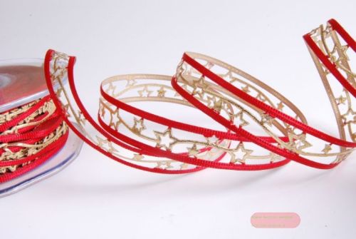 Bild von Band 20m/ 15mm, Sternenreihe, rot-gold