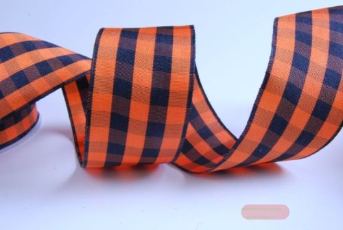 Bild von Band 10y/ 40mm, Karo, orange/schwarz