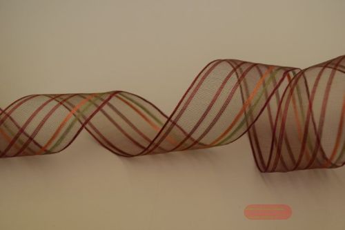 Bild von Band 20m/ 40mm, Streifen-Tüll, rotbraun