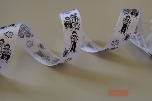 Bild von Band 25m/ 25mm, Alphorn & Edelweiss, schwarz/weiss